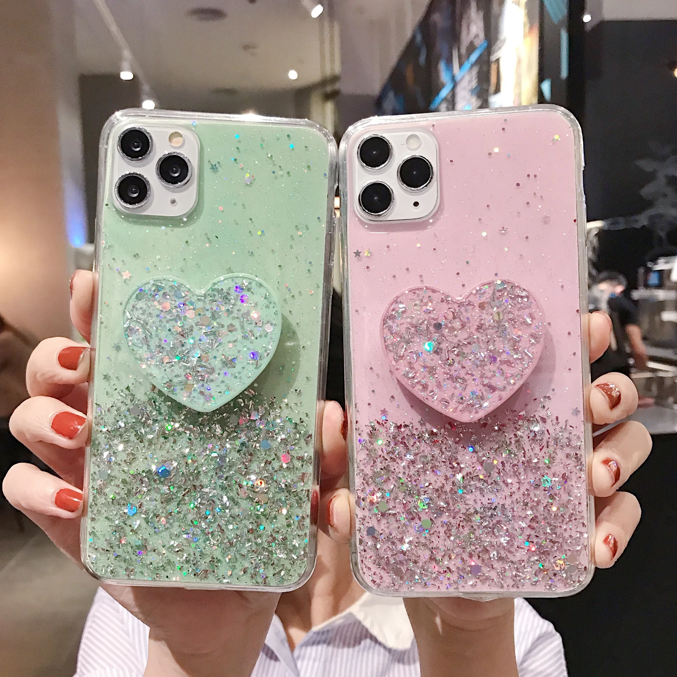 Мягкий чехол с блестками в форме сердца для Huawei Honor 20 20Pro 30 30Pro 30S 8C V9 V10 V20 V30 i s Lite Pro