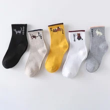 Женские носки, модные новые 5 пар в упаковке, осенне-зимние хлопковые впитывающие пот носки без пятки, японские кавайные Теплые Носки с рисунком кота