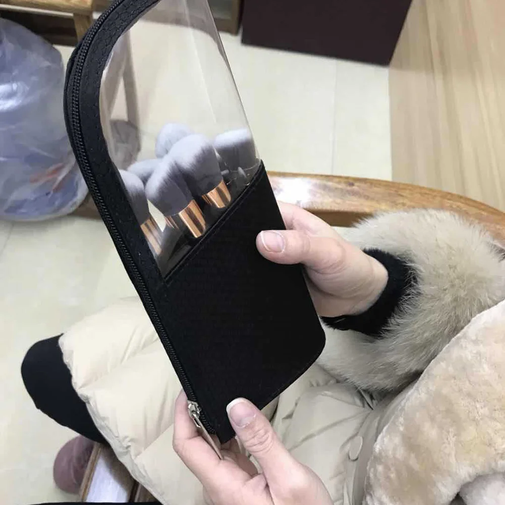 

Makeup Bag Pouch Stand-up Brush Holder Travel Organizer Transparent Portable Waterproof Cosmetic Bag C55