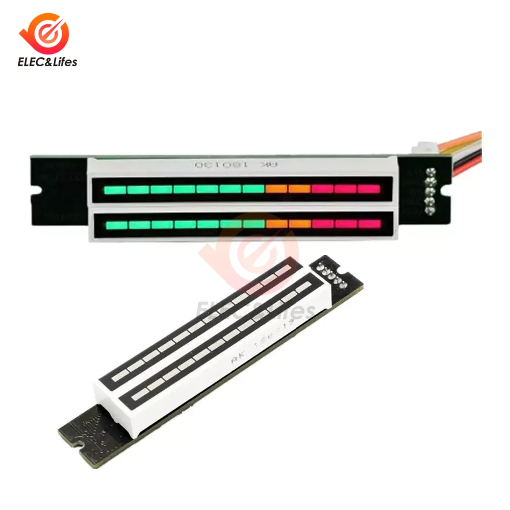 Mini Dual 12-bit LED Music Level Indicator Module Adjustable Audio VU Level Indicator Meter AGC Stereo Amplifier Board DIY Kit