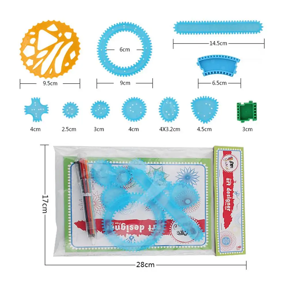 1 Набор Spirograph игрушки для рисования, набор блокировочных шестеренок и колес, аксессуары для рисования, креативная развивающая игрушка для детей, игрушка в подарок