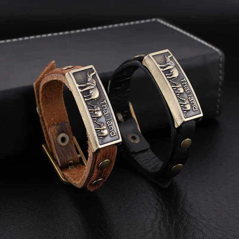

Vintage Elephant Leather Bracelet Men's Women's Genuine Leather Bracelet 2020