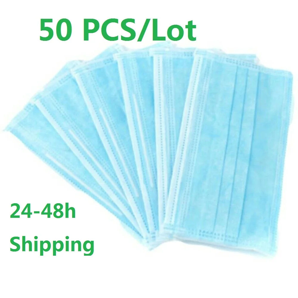 

2020 New 50 Pcs High Quality 3 Layers Protective Masks Disposable Masks Anti Virus Particulate Dust Masks Non-Woven Masks