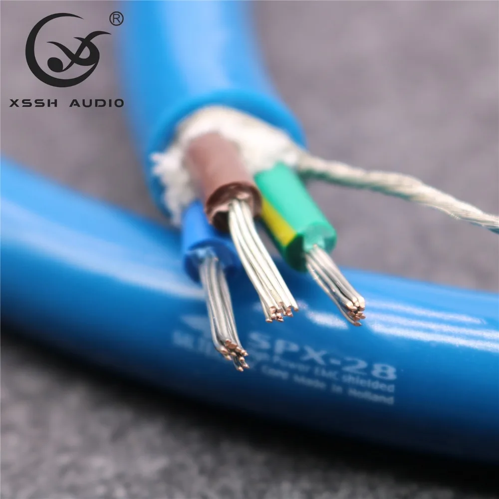 XSSH OFC чистое серебро покрытое медью оптом SILTECH SP-28 синий щит AC 3 ядра x3mm 16 мм Электрический кабель Co