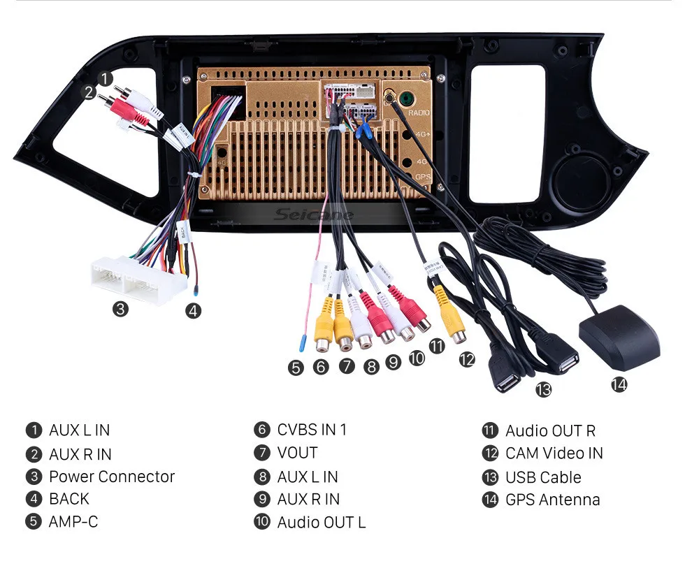 Best Seicane Android 8.1 9" 2Din Car Stereo For 2011 2012-2014 KIA PICANTO Morning GPS Navi Head Unit Steering Wheel Control TPMS DAB 15