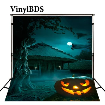 

VinylBDS Photography Backdrop Moon House Tree Halloween Children Beautiful Backdrops for Photography Studio