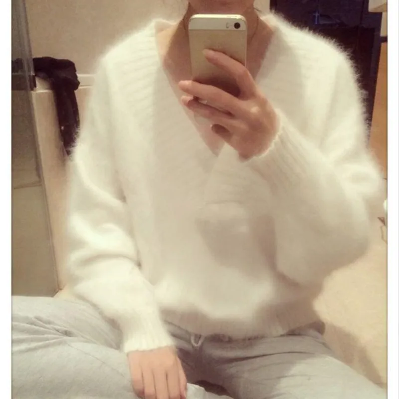 sexy-long-hair-mink-autumn-and-winter-korean-white-large-v-neck-sweater-slim-fit-and-versatile-slim-sweet-bodyguard-woman