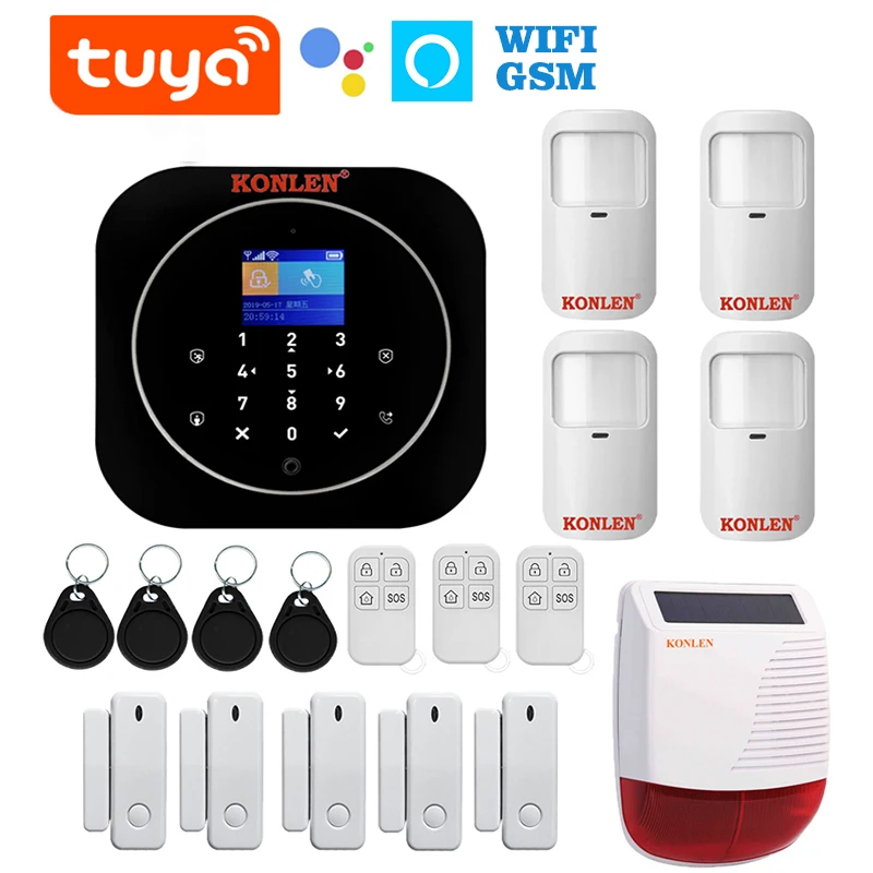 

WIFI Tuya Smart GSM Home Alarm System Kit Wireless House Security With IP Camera Intruder Alert App Control Google Home Alexa