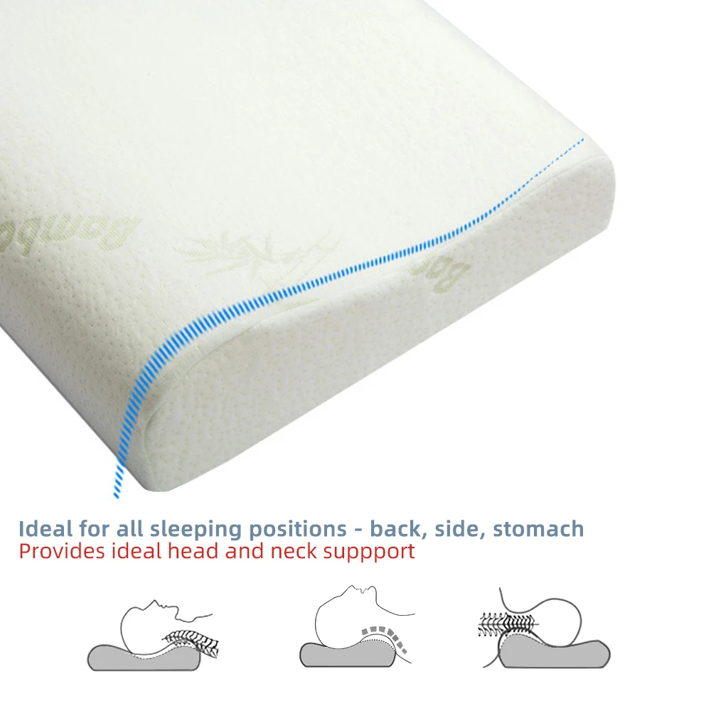 Sleeping Bamboo Fiber Pillow Memory Foam Pillows Healthy Breathable Pillow Orthopedic Neck Fatigue Relief Drop Shipping