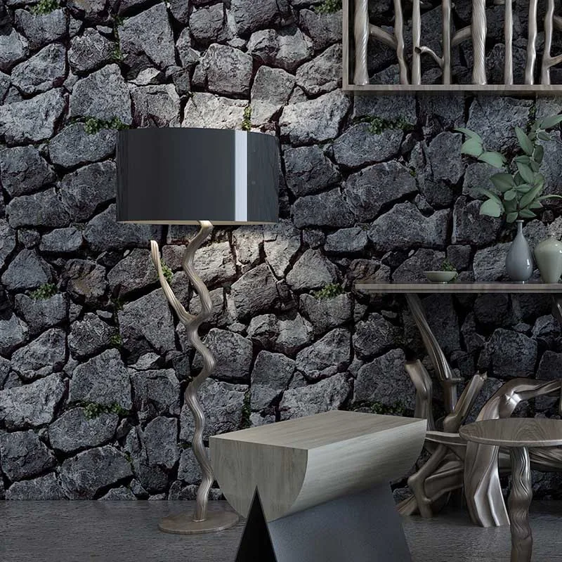 3d обои ретро трехмерный каменный узор ПВХ Парикмахерская ресторан отель