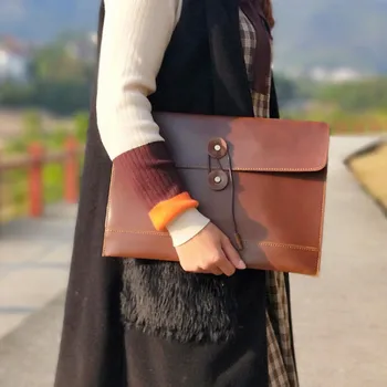 

2020 New Vintage Women Clutch Bag Retro Envelope Bag A4 Document Bag Literary IPAD Day Clutches