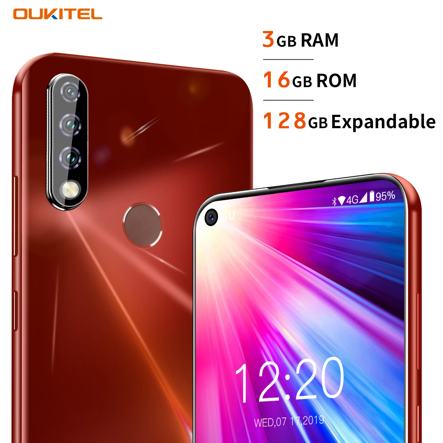 Skup Oukitel C17 potrójne tylne kamery 6.35 ”smartfon MT6763 octa core z systemem Android 9.0 3GB 16GB 3900mAh odcisk palca face id telefon komórkowy