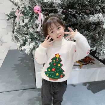 

Childrenswear Girls Thick Mink Cashmere Sweater Winter New Style Children Pullover Knitting Shirt Baby Christmas Sweater Sweater