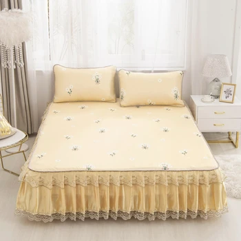 

1pcs Princess Bedding Bed Skirt Winter Thick Warm Lace Bed Sheets Mattress Cover King Queen Size Bed Cover Sheet No Pillowcases