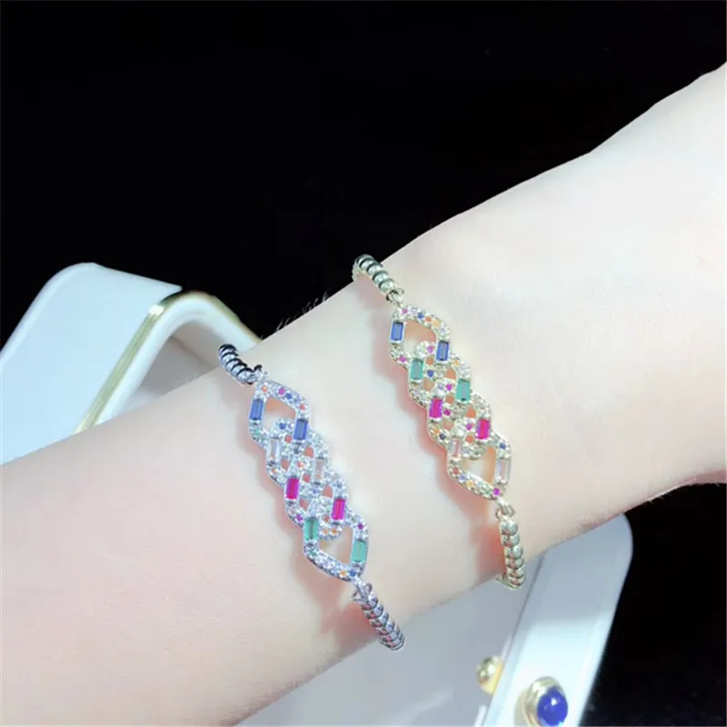 10 шт./лот высокое качество латунный браслет Pave CZ геометрический регулируемый браслет модные ювелирные изделия