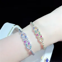 10 шт./лот высокое качество латунный браслет Pave CZ геометрический регулируемый браслет модные ювелирные изделия