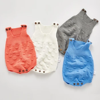 

Autumn Newborn Baby Knitting Rompers Cute Jumpsuit Overalls Baby Girls Boys Clothes Spring Baby Girl Boy Sleeveless Romper