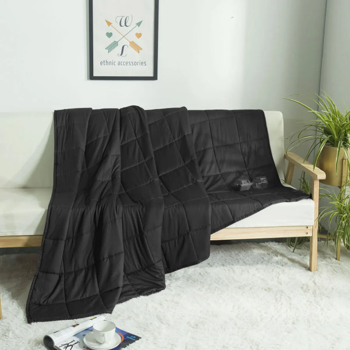 Weighted Blanket Decompression Sleep Aid Pressure Sleeping Blanket Heavy Blanket Throw Blanket Bed for Adult Children Blankets - Цвет: Черный