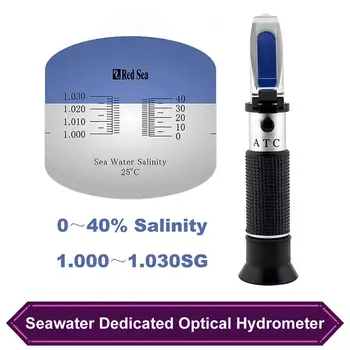

Booyah Handheld Red Sea System 0-40% Salinity Marine Aquarium Optical Refractometer ATC Portable Seawater Specific Gravity Meter