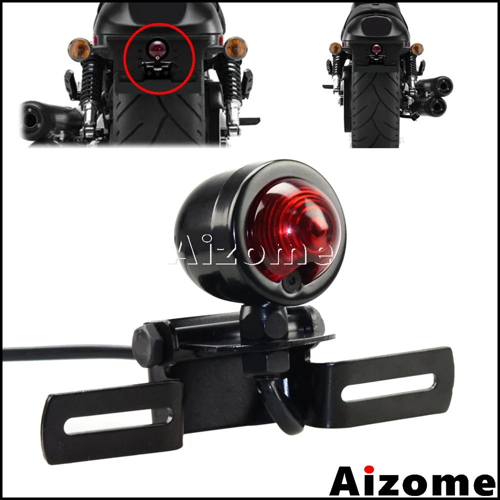 

Motorcycle Taillight Brake Light Red Stop Light w/ Number Plate Holder For Haley Honda Yamaha Triumph Scrambler Cafe Racer