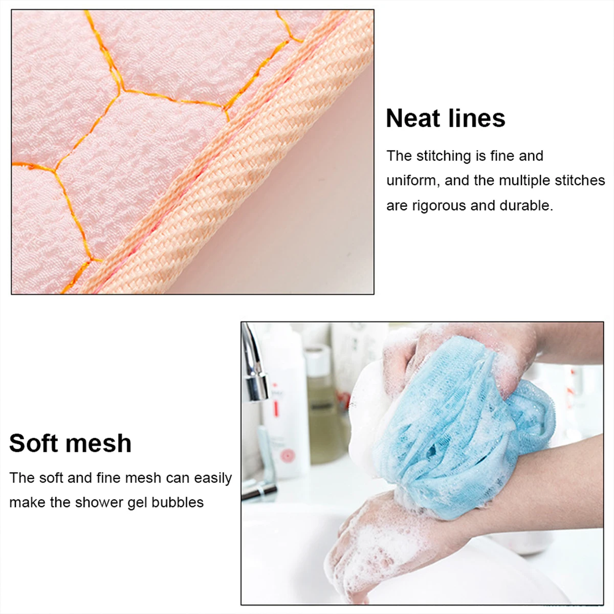 3Pcs Body Cleaning Washcloth Back Scrubber Mitt Bath Ball Soft Brush Home Hotel Bathroom Glove Set Korean Exfoliating Shower Set 4