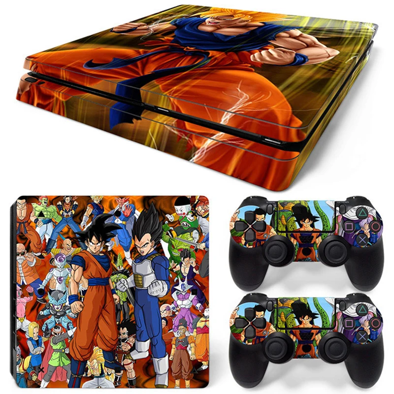 Hot Anime Goku Sticker Cover Wrap Protector Skin For Sony PS4 Slim Console & 2PCS Controller Skin Decal For PS4 Slim 