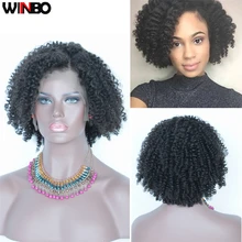 WINBO бразильские волосы remy женские парики Jeri вьющиеся полностью кружевные парики натуральный черный цвет Предварительно выщипанные Волосы Детские волосы
