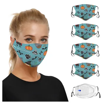 

Halloween Funny Expression Prints Mouth Mask Adults Washable Mask Gasket Can Be Placed Skin Care Face Mask Mascara Facial
