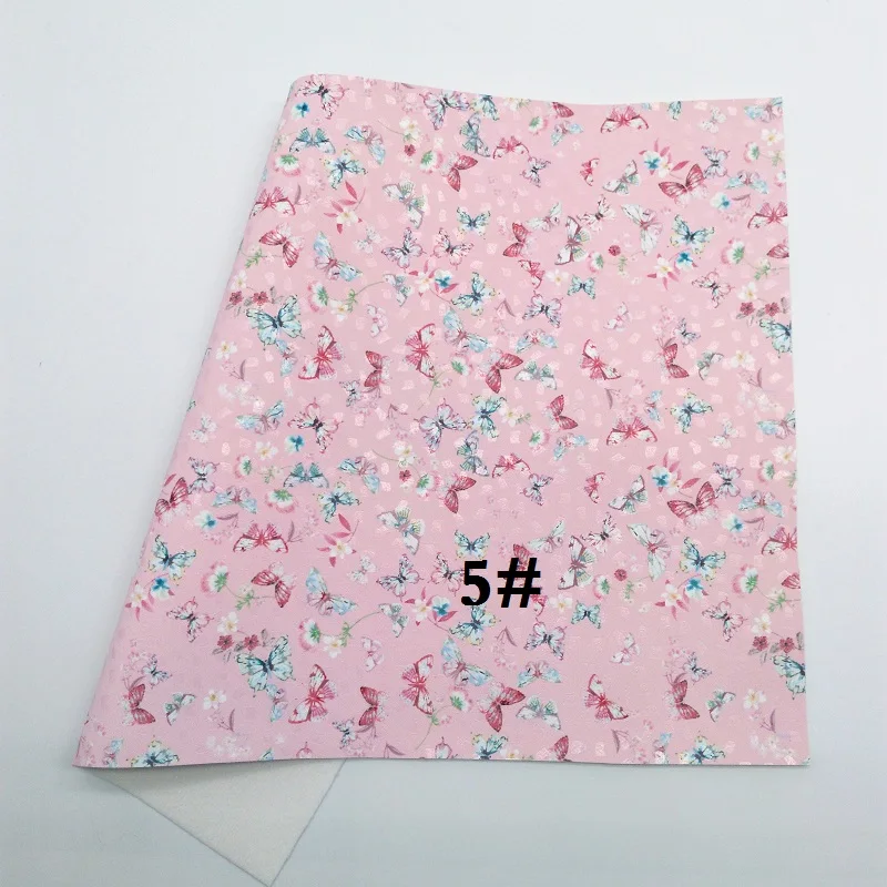 Glitterwishcome 30X134CM Mini Roll Vinyl For Bows Printed Butterfly Leather Fabirc Faux Leather for Bows, GM375 - Цвет: 5