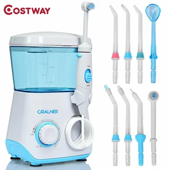 

COSTWAY 600ml Power Dental Flosser With 10 Pressure Levels With 360 Degree Rotary Nozzles 9 Interchangeable Jet Tips
