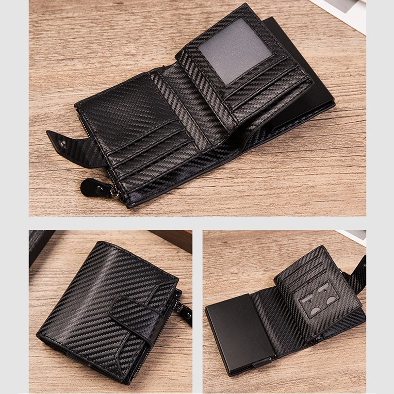 DIENQI карбоновая кредитная карта, RFID держатель кошелек сумка для мужчин алюминиевый кардхолдер блокирующий чехол большой держатель кредитной карты Nederland - Цвет: Carbon fiber