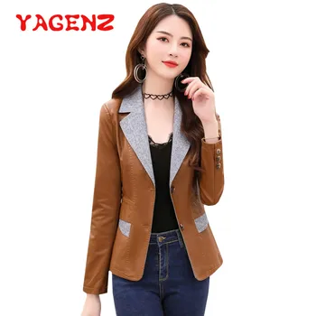 

YAGENZ Fashion Short Leather Jacket Women Coat PU Leather Jackets Female Outwear Coat chaqueta cuero mujer Basic Streetwear 512