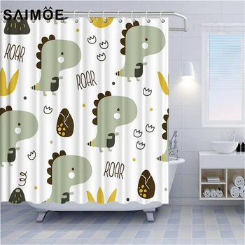 

SAIMOE Cartoon Animal Shower Curtains Children's Favorite Dinosaur Shower Curtain Color Dinosaur World Waterproof Bath Curtain