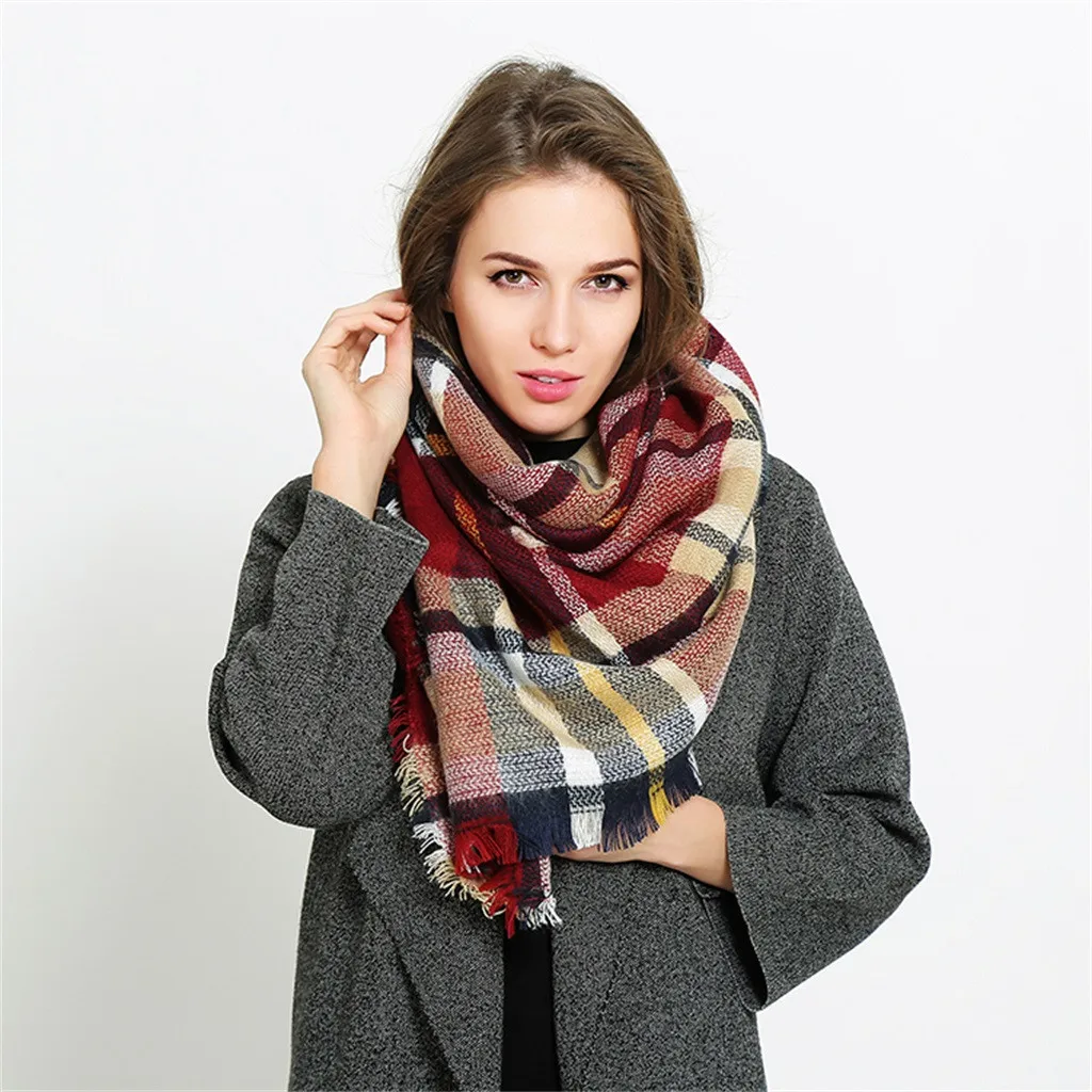 

Women Winter Scarf Elegant Pure Color Pashmina Virgin Wool Cashmere Scarf Shawl Unisex Drop Shopping foulard femme Wd4
