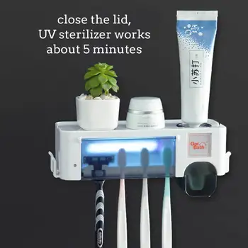 

New UV Toothbrush Sterilizer Toothbrush Holder Automatic Toothpaste Squeezers Dispenser Bathroom Storage Bathroom Accessories Se