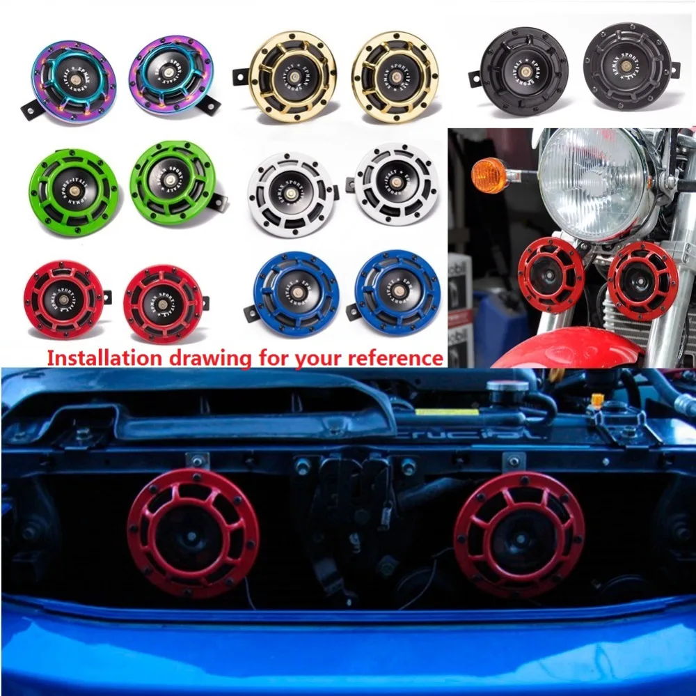 1Pair 12V 110DB Universal Grille Mount Twin Super Tone Electric Car Horn For BMW Audi VW For Honda Car EP-HOM052