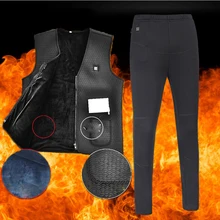 Мужская и женская уличная USB Инфракрасная нагревательная жилетка куртка+ штаны с подогревом наборы женская зимняя гибкая электрическая тепловая одежда S-5XL