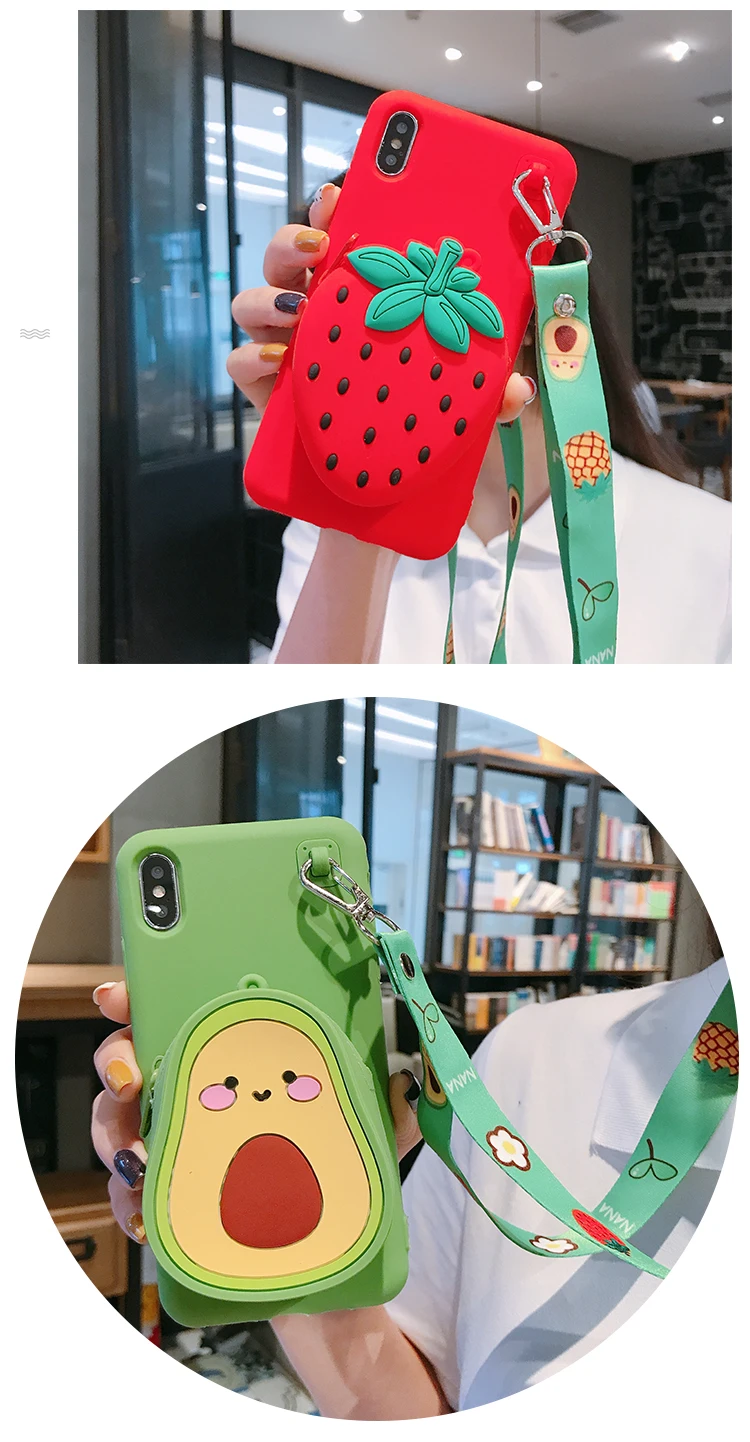 Для iPhone X XS чехол Heavy duty Удар Подставка бумажник чехол для iPhone 6, 6 S, 7, 8plus, XR XS MAX фрукты, авокадо ананас силиконовый чехол