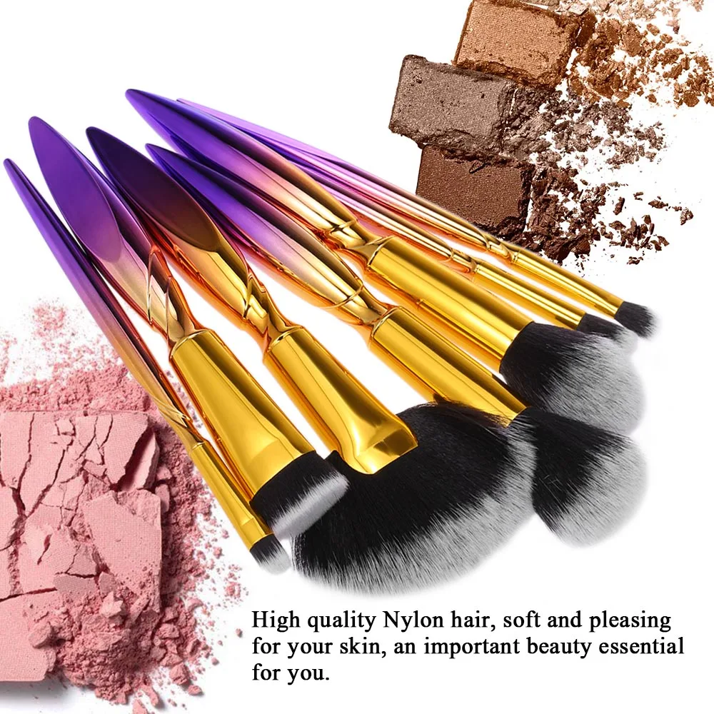 

Makeup Brush Rainbow Makeup Brushes Set 7 pcs Rhinestone Tools Pro Powder Foundation Eye Lip Concealer Face colrful Brush Kit