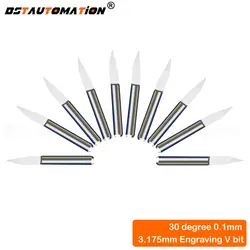 V Форма плоское дно резак 30 градусов 0,1 мм Карбид PCB Гравировка фрезы Спиральные фрезы ЧПУ фрезы Инструменты Нож