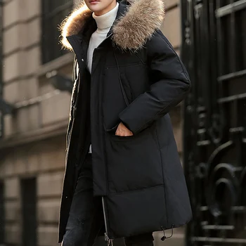 Mens Warm Jacket Winter Parka Fur Collar Windbreaker Down Coat Thick Black Coat Male Casual Autumn Warm Windpoof  Jackets Mens 1