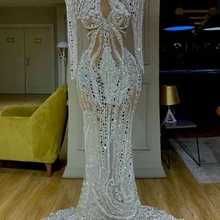 Дубай Прозрачное платье для выпускного вечера Русалка Кристалл бисер Gece Elbisesi арабские Сексуальные вечерние платья Длинные Формальные знаменитости Vestido