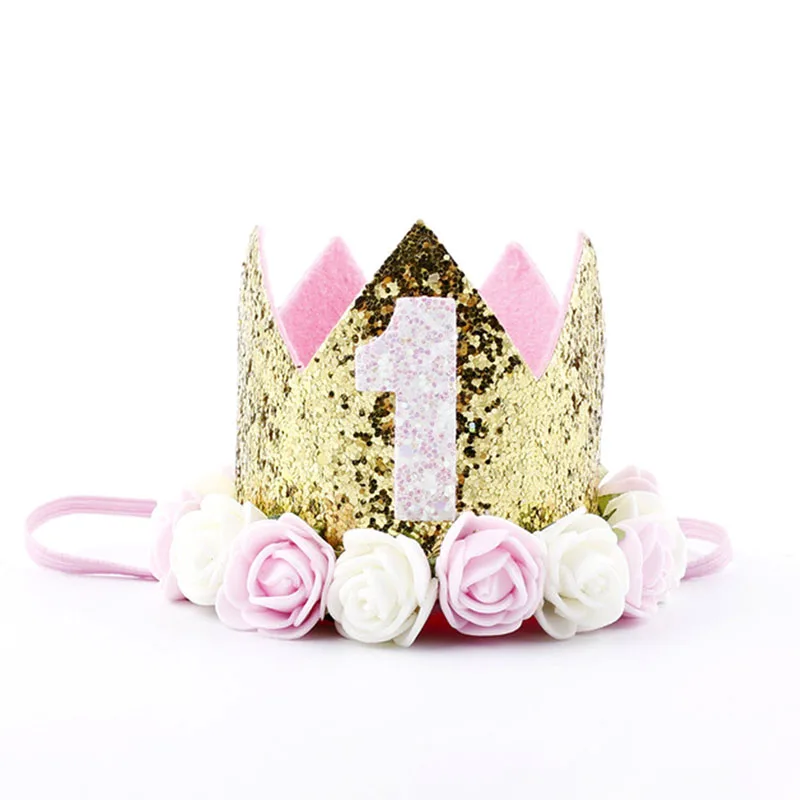 1 шт., Серебряные вечерние шапки для девочек и мальчиков, 2 года, корона на день рождения, детская корона принцессы ободок, детские игрушки, 1-й Декор ко дню рождения, вечерние поставки