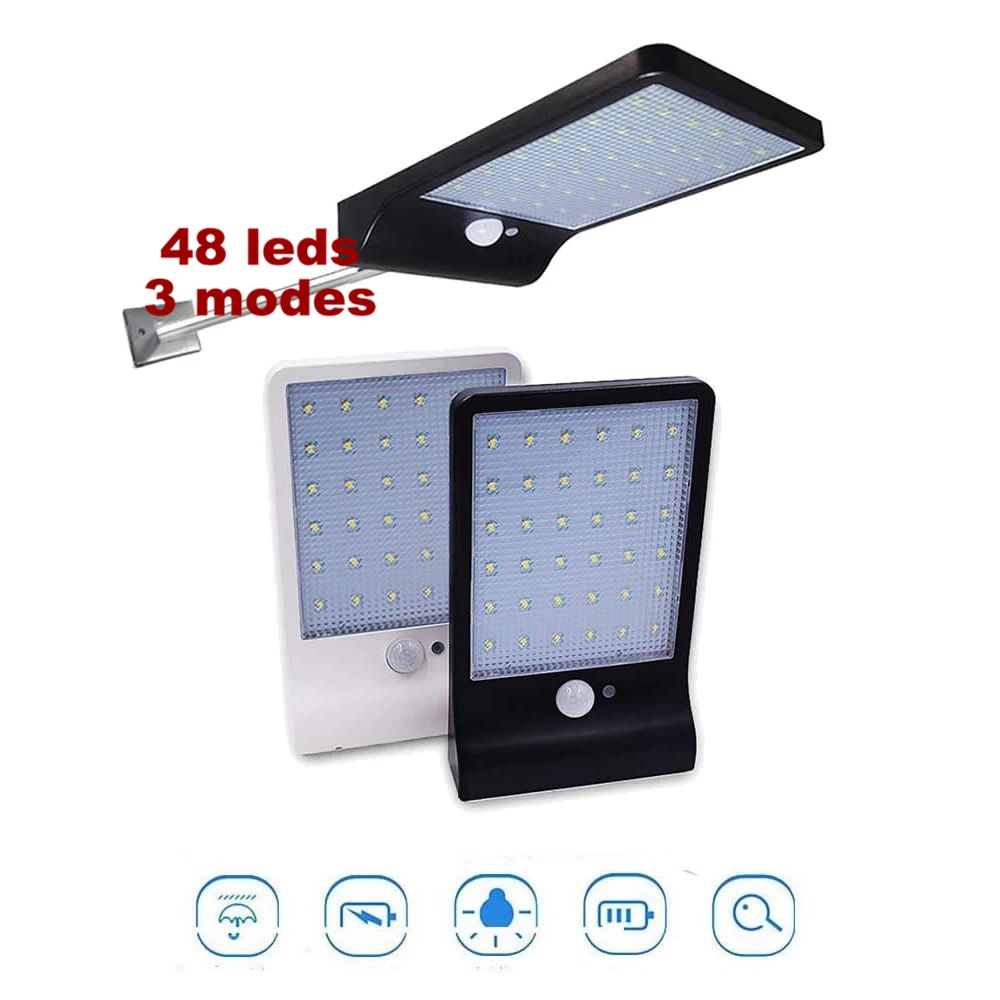 

Adjustable Solar Light 48 LED PIR Motion Sensor Solar Lamp Three Modes Remote Control Outdoor Garden Street Yard Wall Light