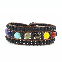 7 Браслет Чакра натуральный камень кожа обёрточная браслеты Парные браслеты унисекс-браслет креативный подарочная упаковка ювелирные изделия