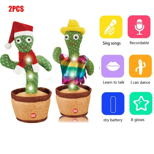 Dancing Cactus 120 Song Speaker Talking USB Charging Voice Repeat plush Cactu Dancer toy talk Plushie Stuffed toys for Baby Girl 4