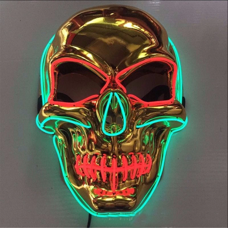 

2019 Halloween Adult Skull Led Color Lighted Mask Cold Color Mask Holiday Party DIY Decoration Fancy Dress Party Tricks Props