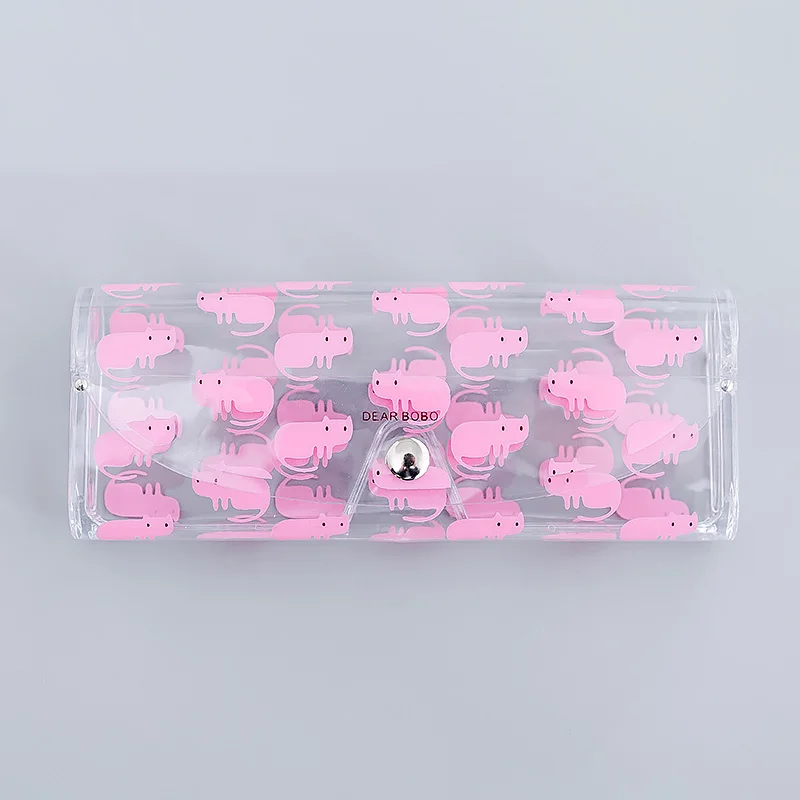 Прозрачный пластиковый защитный чехол для очков с мультяшными животными и металлической кнопкой, футляр для солнцезащитных очков с изображением фруктов и животных, чехол-карандаш