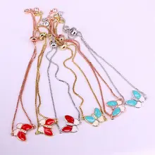 12 шт., модное эмаль с кристаллами, Бабочка, женское украшение с металлической цепочкой, браслет с подвесками