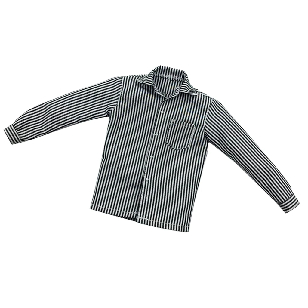 1/6 White & Black Striped Shirt Clothing for 12